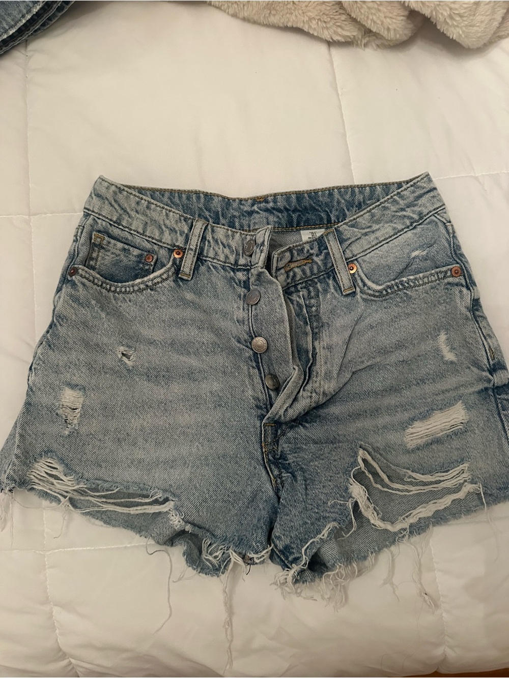 H&M Distressed Light Blue Denim Women's Shorts